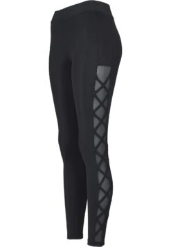 URBAN CLASSICS Ladies Ribbon Mesh Leggings - Legging - Black -Urban Classics 013004e77c7249609b865e8fa38cd7bf