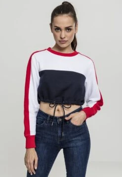 URBAN CLASSICS Ladies- Sweater - Navy/White/Fire Red