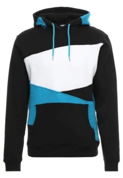 URBAN CLASSICS Zig Zag- Hoodie - Black/Turquoise -Urban Classics 0c78bdb0e8834a0da0136823a38b31c9