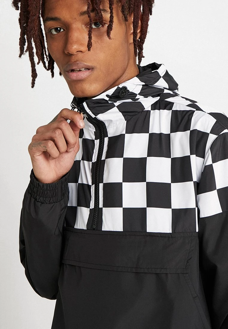 URBAN CLASSICS Check Pull Over Jacket - Windjack - Black/Chess 6 URBAN CLASSICS Check Pull Over Jacket - Windjack - Black/Chess - Afbeelding 4