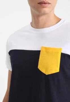 URBAN CLASSICS 3-Tone Pocket Tee - T-Shirt Print - Navy/White/Chromeyellow -Urban Classics 14d7d3a55d944bee9ddee43794dccc18