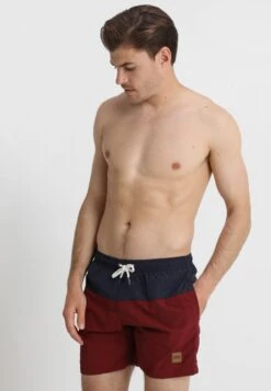 URBAN CLASSICS Block - Zwemshorts - Navy/Burgundy