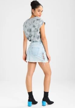 URBAN CLASSICS Lace Up Skirt - Jeansrok - Blue Bleached -Urban Classics 1b7f75be0a9b4450899339cd008927eb