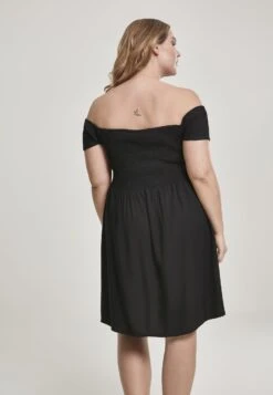 URBAN CLASSICS Ladies Smoked Off Shoulder Dress - Jurk - Black -Urban Classics 1be1a790e92249c5b0552ec96b4dc967