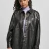 URBAN CLASSICS Ladies Faux Leather Overshirt - Imitatieleren Jas - Black -Urban Classics 1f8edb29bd3847ab89a137e83da2e73e