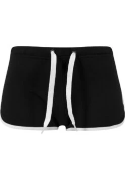 URBAN CLASSICS Ladies French Terry Hotpants - Shorts - Black/White