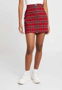 URBAN CLASSICS Ladies Short Checker Skirt - Minirok - Red/Black