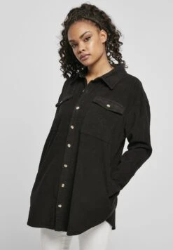 URBAN CLASSICS Ladies Long Corduroy Overshirt - Overhemdblouse - Black