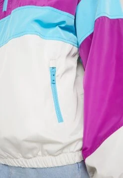 URBAN CLASSICS Ladies Tone Stand Up Collar Jacket - Windjack - Viola/White/Aqua -Urban Classics 2b456e79c5c9478ba3b9a120de05f72a