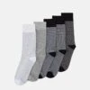 URBAN CLASSICS Stripes And Dots Socks 5 Pack - Sokken - Black/Heathergrey/White