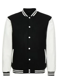 URBAN CLASSICS Oldschool College Jacket- Lichte Jas - Black/White -Urban Classics 308a602c638343b090e33961c24aed6e