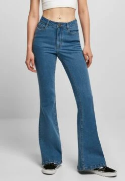 URBAN CLASSICS Organic High Waist - Bootcut Jeans - Clearblue Washed