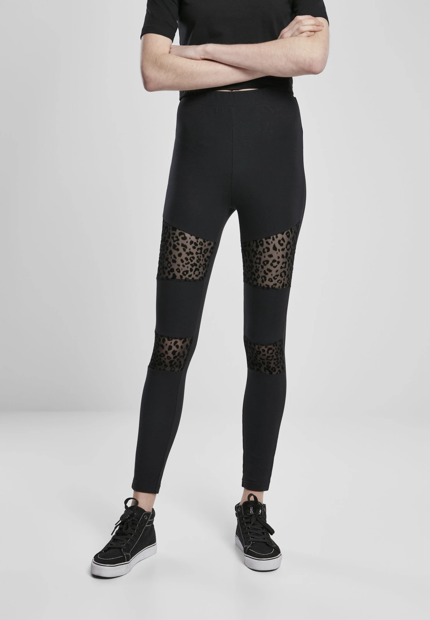 URBAN CLASSICS Flock Lace Inset - Legging - Black 3 URBAN CLASSICS Flock Lace Inset - Legging - Black