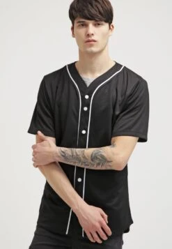 URBAN CLASSICS Baseball- Overhemd - Black/White