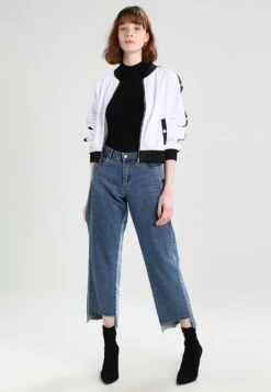 URBAN CLASSICS Ladies Button Up Track Jacket - Bomberjacks - White/Black/White -Urban Classics 44e90d042bcc4c37bb1a66dd596a8c53