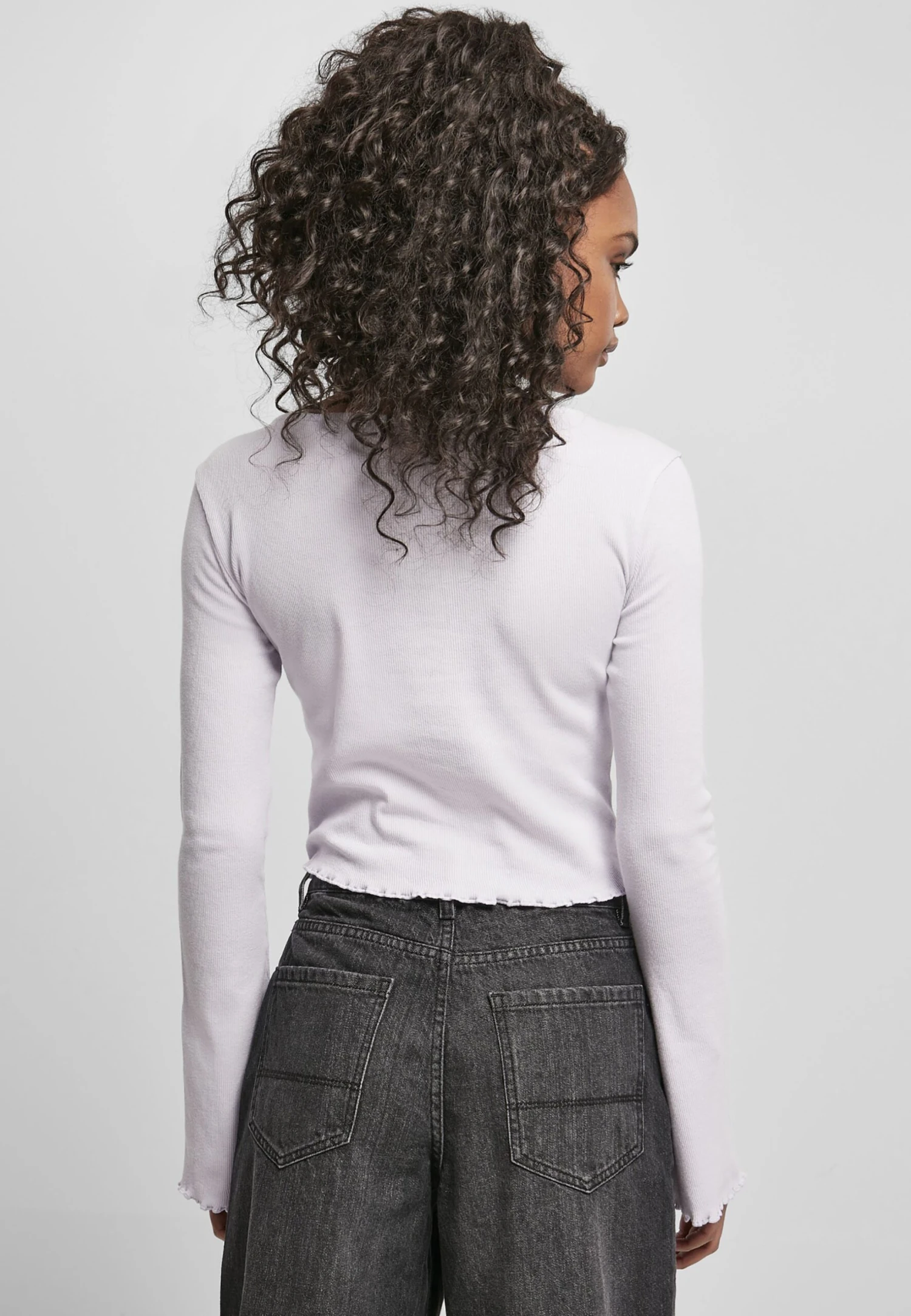 URBAN CLASSICS Cropped Rib - Longsleeve - Softlilac 5 URBAN CLASSICS Cropped Rib - Longsleeve - Softlilac - Afbeelding 3