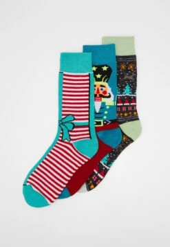 URBAN CLASSICS Christmas Bow And Nutcracker Socks 3 Pack - Sokken - Multicolor