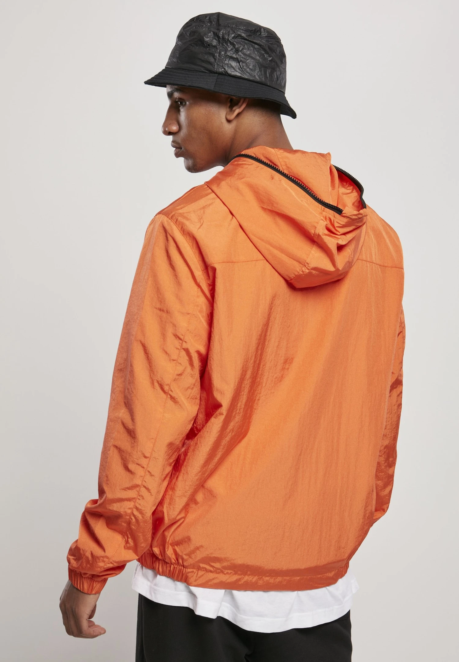 URBAN CLASSICS Full Zip Nylon Crepe Jacket - Windjack - Orange 5 URBAN CLASSICS Full Zip Nylon Crepe Jacket - Windjack - Orange - Afbeelding 3