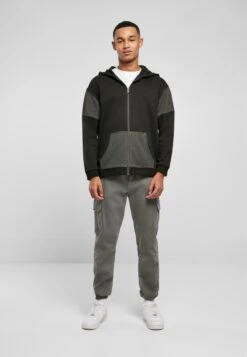 URBAN CLASSICS Oversized Patch - Sweater Met Rits - Black Charcoal -Urban Classics 4f78b7821ab04e8cb747d4b8299c606f