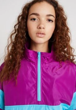 URBAN CLASSICS Ladies Tone Stand Up Collar Jacket - Windjack - Viola/White/Aqua -Urban Classics 54e6a86de2a14ae4b04eb23a0efbd2fa