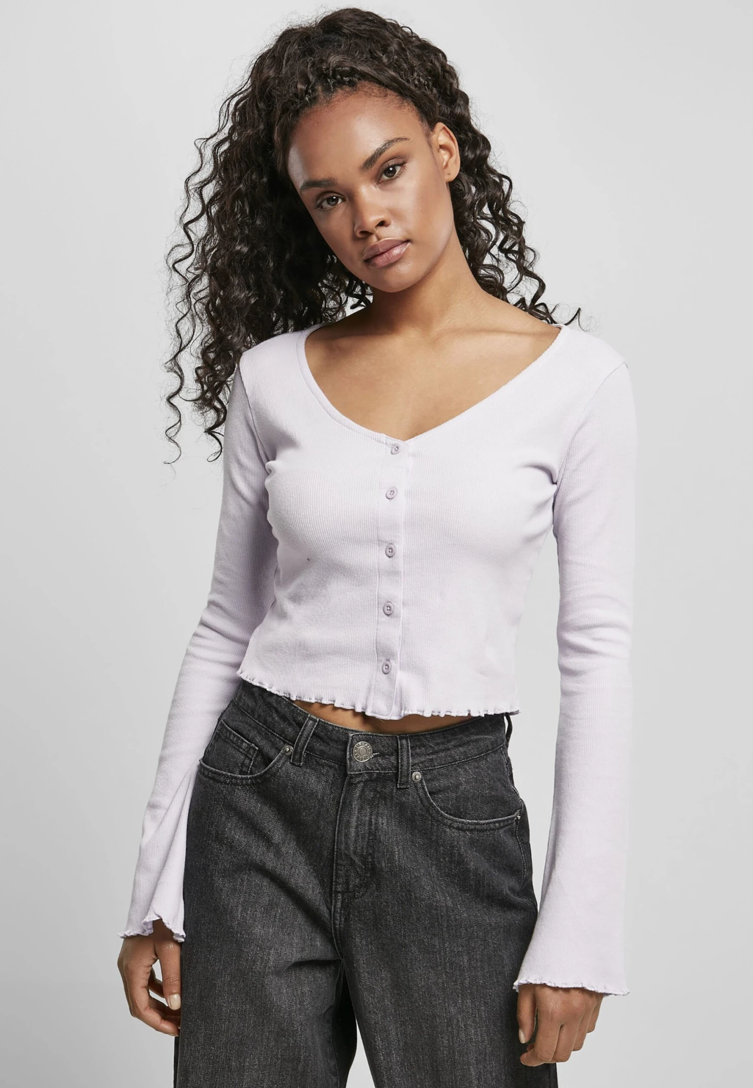 URBAN CLASSICS Cropped Rib - Longsleeve - Softlilac 3 URBAN CLASSICS Cropped Rib - Longsleeve - Softlilac