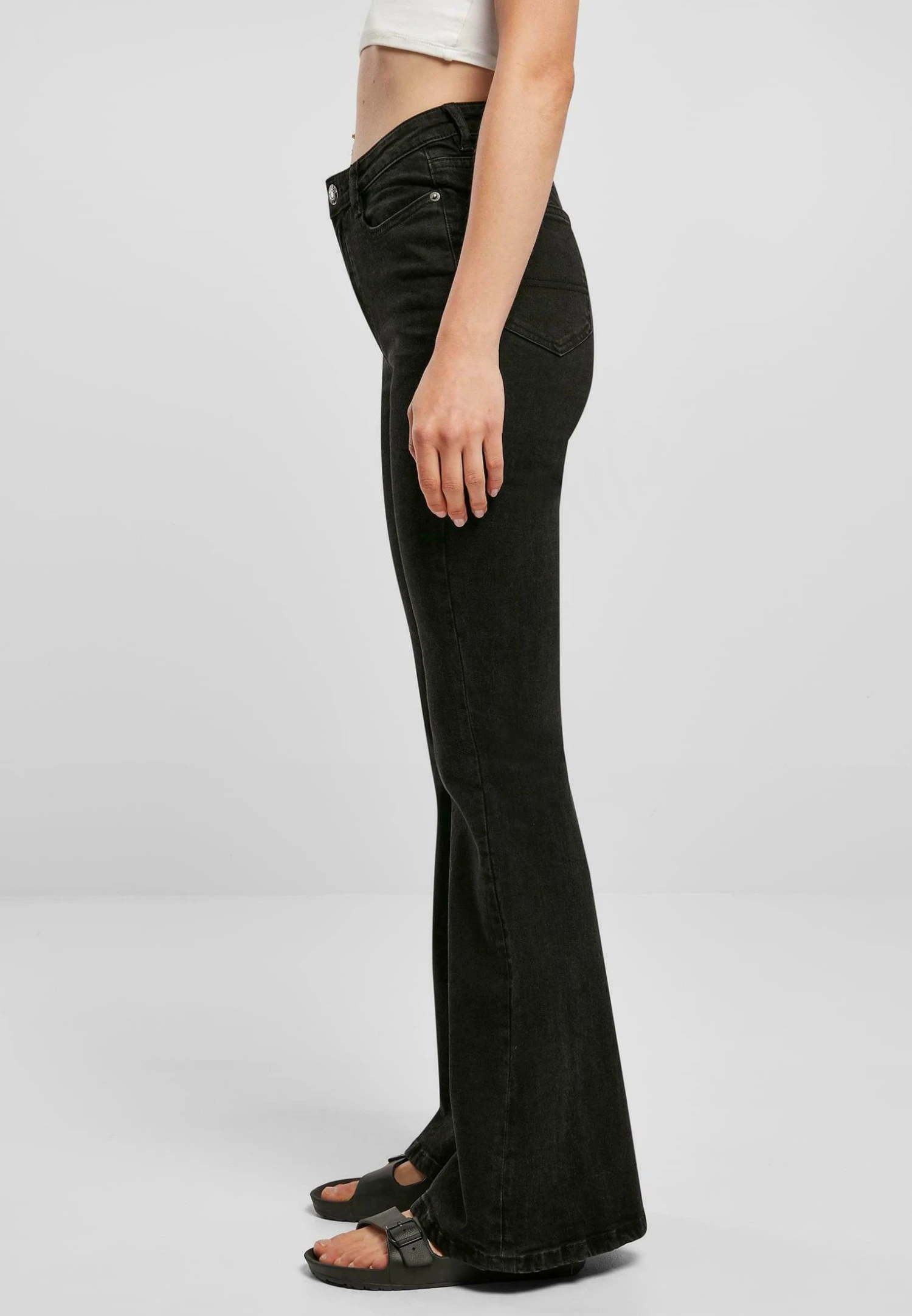 URBAN CLASSICS Organic High Waist - Bootcut Jeans - Black Washed 6 URBAN CLASSICS Organic High Waist - Bootcut Jeans - Black Washed - Afbeelding 4