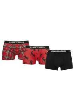URBAN CLASSICS 3 Pack - Onderbroeken - Red Plaid Aop+Moose Aop+Blk