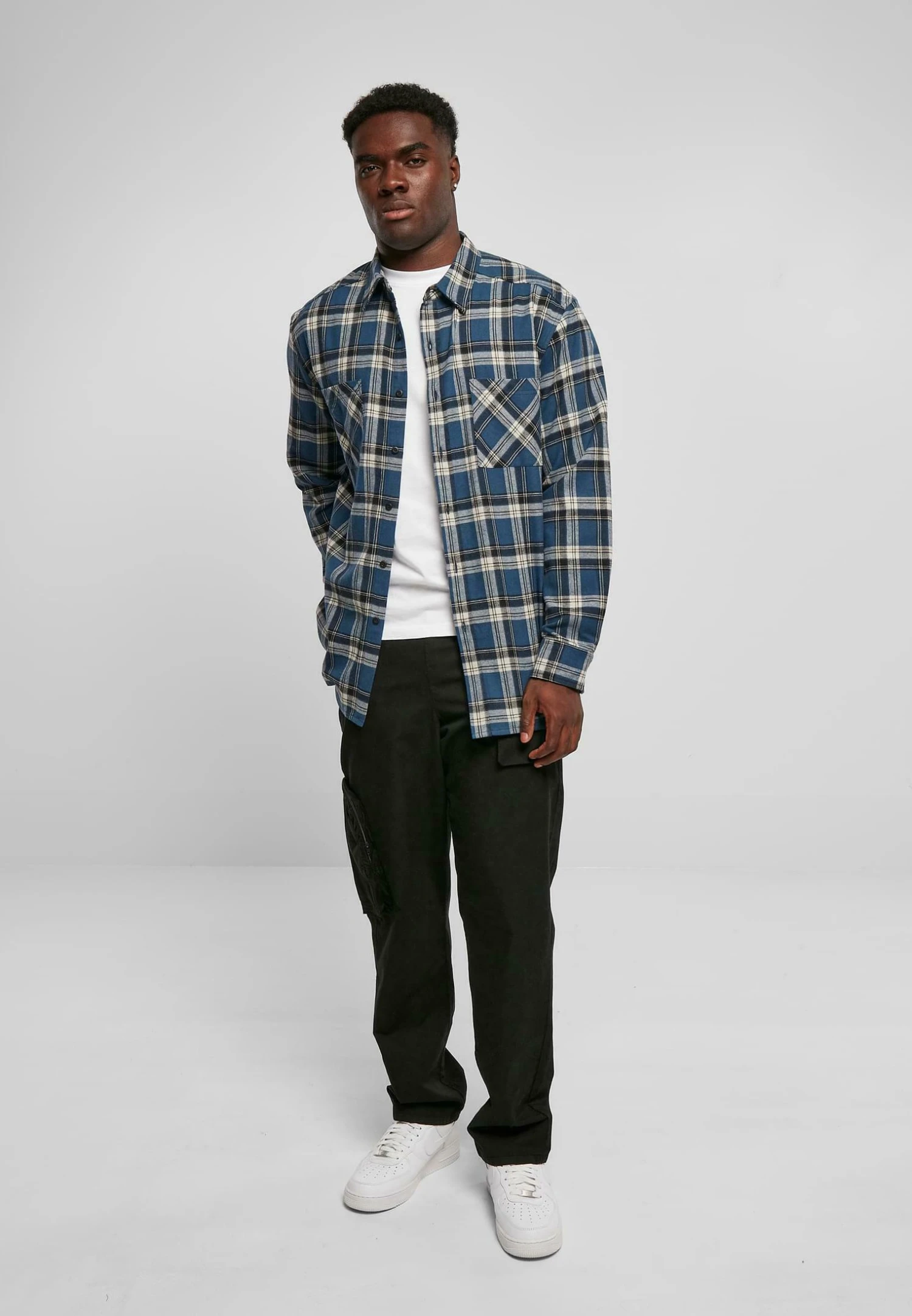 URBAN CLASSICS Herren - Overhemd - Darkblue Whitesand 4 URBAN CLASSICS Herren - Overhemd - Darkblue Whitesand - Afbeelding 2