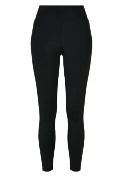 URBAN CLASSICS Ladies Highwaist Shiny Stripe Leggings - Legging - Black/Black -Urban Classics 5c9ea4c3a1dd4d67920636c5b7dcff78