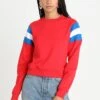 URBAN CLASSICS Sweater - Firered/Brightblue/White