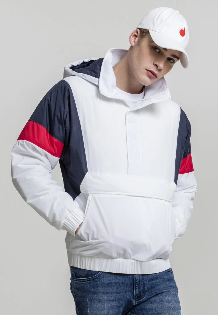 URBAN CLASSICS 3-Tone Pull Over- Jas - White/Navy/Fire Red 3 URBAN CLASSICS 3-Tone Pull Over- Jas - White/Navy/Fire Red