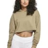 URBAN CLASSICS Ladies Oversized Cropped Hoody - Hoodie - Khaki -Urban Classics 688214e826da481f80cedcf0a8156446