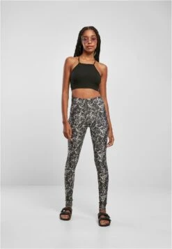 URBAN CLASSICS Soft Aop - Legging - Blackpaint -Urban Classics 6d9a6ff00eca490d9b758168c94977e8