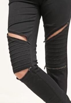 URBAN CLASSICS Ladies Stretch Biker Pants - Slim Fit Jeans - Black -Urban Classics 6fd60f6df31d4826ada5d1d1f5cdf607