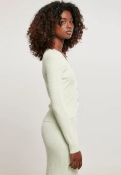 URBAN CLASSICS Ladies Short Rib Knit Cardigan - Vest - Lightmint -Urban Classics 719ab8341c4c43fdbece26d91796a4af