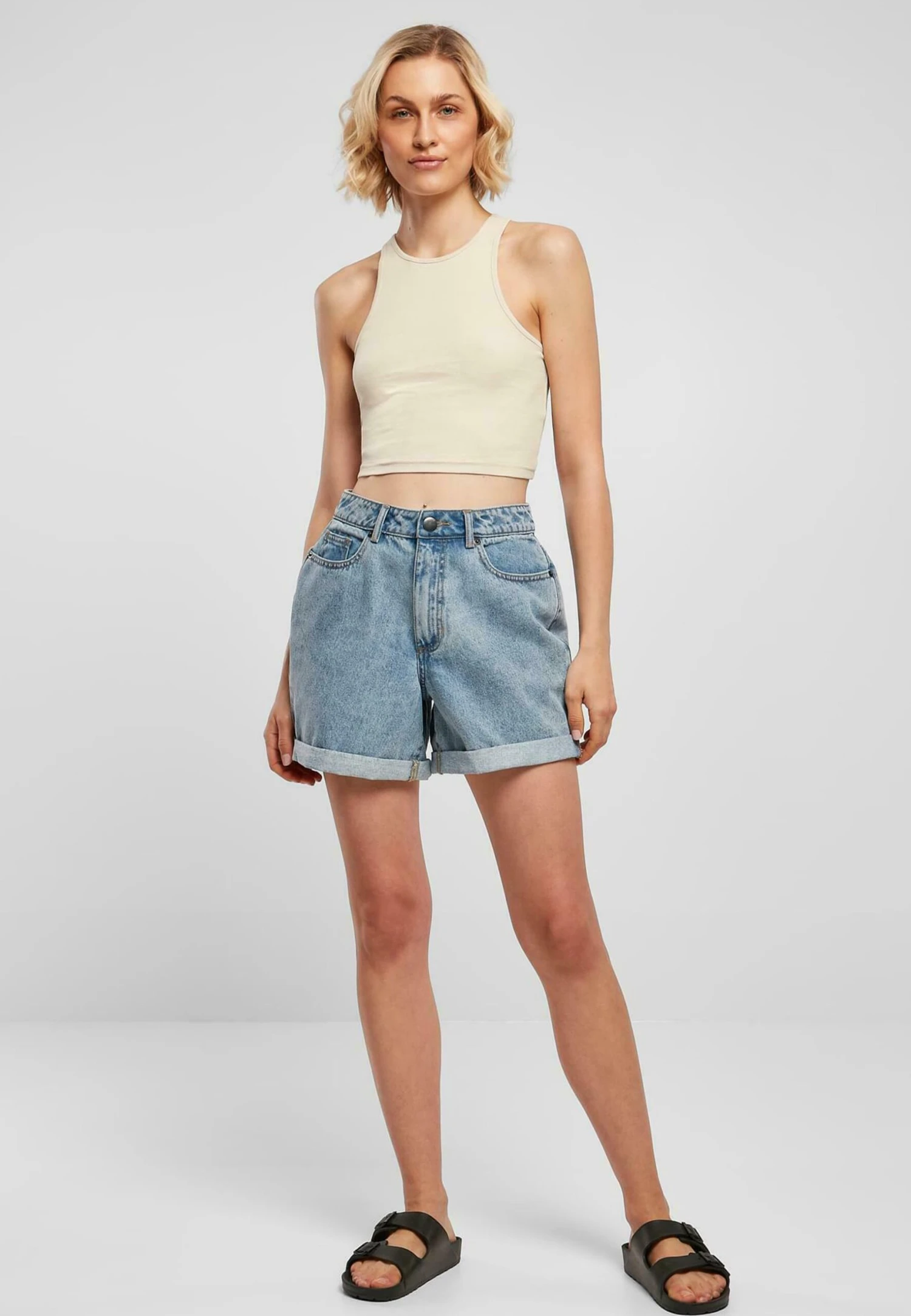 URBAN CLASSICS Ladies Cropped Rib Top - Top - Softseagrass 4 URBAN CLASSICS Ladies Cropped Rib Top - Top - Softseagrass - Afbeelding 2