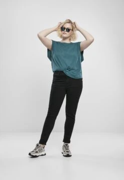 URBAN CLASSICS Ladies Basic Shaped Tee - T-Shirt Basic - Teal -Urban Classics 765af397444f4882801365203686adfa