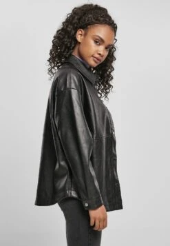 URBAN CLASSICS Ladies Faux Leather Overshirt - Imitatieleren Jas - Black -Urban Classics 7705569e9d9b4df5a243924f78a71148