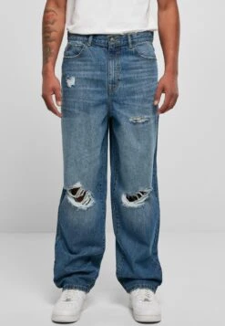 URBAN CLASSICS Distressed - Relaxed Fit Jeans - Mid Deepblue Destroyed Washed