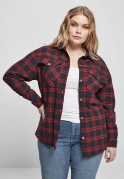 URBAN CLASSICS Oversized- Overhemdblouse - Midnightnavy/Red