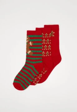 URBAN CLASSICS Christmas Gingerbread Socks 3 Pack - Sokken - Red