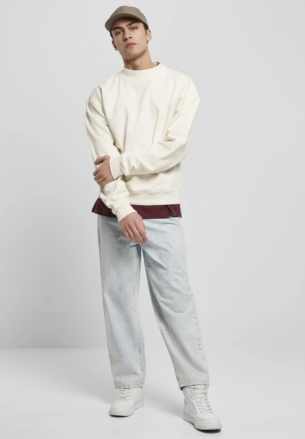 URBAN CLASSICS Mock - Sweater - Whitesand 4 URBAN CLASSICS Mock - Sweater - Whitesand - Afbeelding 2