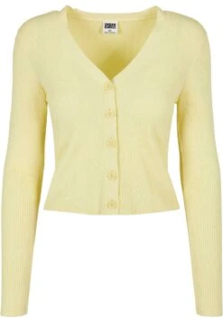 URBAN CLASSICS Ladies Short Rib Knit Cardigan - Vest - Softyellow -Urban Classics 94214410103f479aa457806bff2c1fac