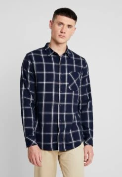 URBAN CLASSICS Basic Check - Overhemd - Navy/White