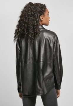 URBAN CLASSICS Ladies Faux Leather Overshirt - Imitatieleren Jas - Black -Urban Classics 96ccbbb09f404734a7ee9046c6f56520