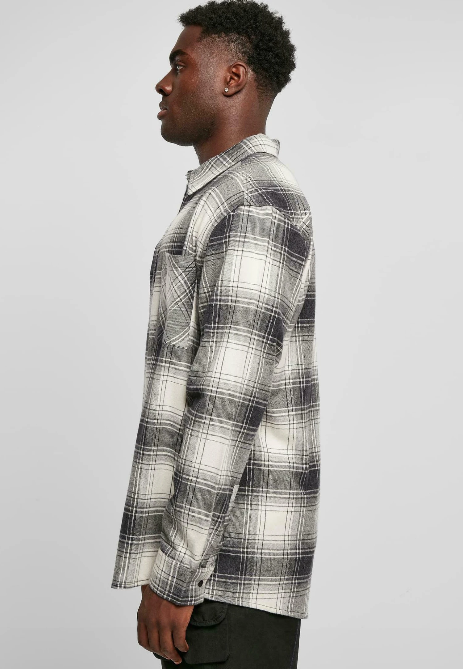 URBAN CLASSICS Mock Check - Overhemd - Whitesand Black 6 URBAN CLASSICS Mock Check - Overhemd - Whitesand Black - Afbeelding 4