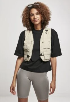 URBAN CLASSICS Ladies Short Tactical Vest - Bodywarmer - Concrete