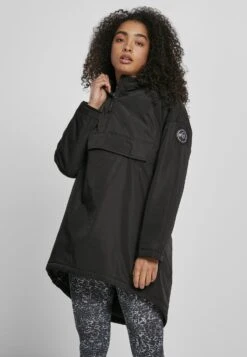 URBAN CLASSICS Ladies Long Oversized Pull Over Jacket - Halflange Jas - Black