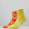 URBAN CLASSICS Tie Dye Socks Short 2 Pack - Sokken - Orange/Yellow