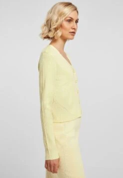 URBAN CLASSICS Ladies Short Rib Knit Cardigan - Vest - Softyellow -Urban Classics a9e4c63aaaad4d4d9d63ce9cac0393ec